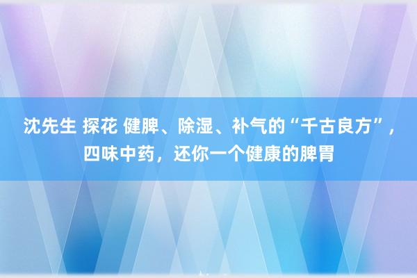 沈先生 探花 健脾、除湿、补气的“千古良方”，四味中药，还你一个健康的脾胃