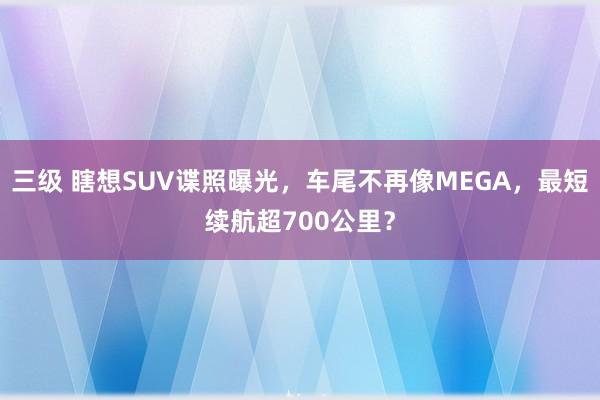 三级 瞎想SUV谍照曝光，车尾不再像MEGA，最短续航超700公里？