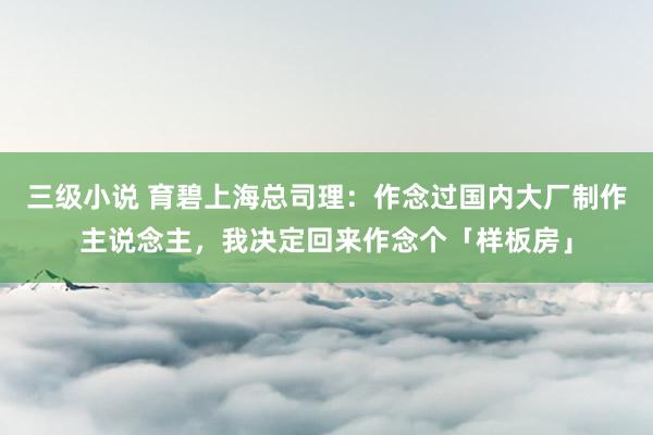 三级小说 育碧上海总司理：作念过国内大厂制作主说念主，我决定回来作念个「样板房」