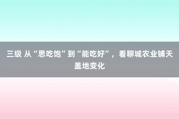 三级 从“思吃饱”到“能吃好”，看聊城农业铺天盖地变化