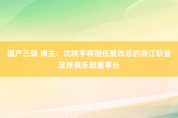 国产三级 博主：沈晓宇将担任股改后的浙江职业足球俱乐部董事长