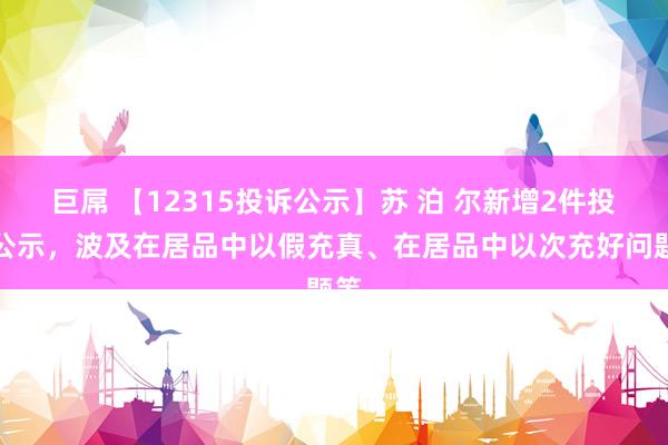 巨屌 【12315投诉公示】苏 泊 尔新增2件投诉公示，波及在居品中以假充真、在居品中以次充好问题等