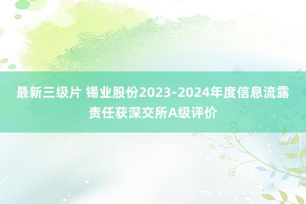 最新三级片 锡业股份2023-2024年度信息流露责任获深交所A级评价