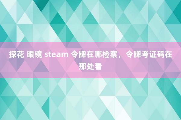 探花 眼镜 steam 令牌在哪检察，令牌考证码在那处看