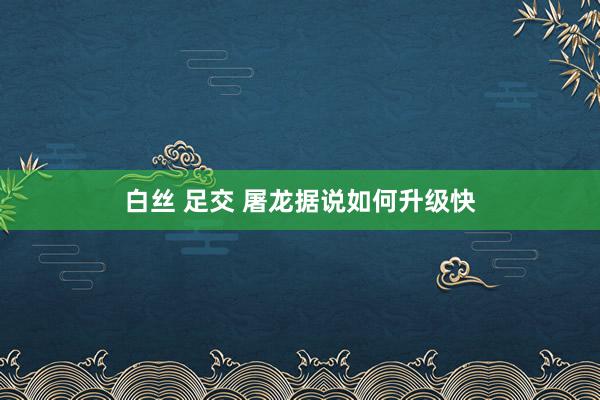 白丝 足交 屠龙据说如何升级快