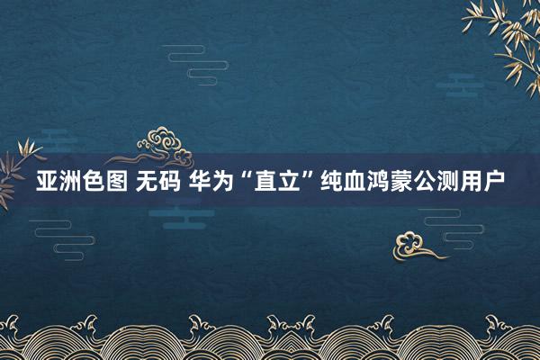 亚洲色图 无码 华为“直立”纯血鸿蒙公测用户