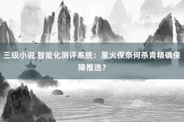 三级小说 智能化测评系统：星火保奈何杀青精确保障推选？