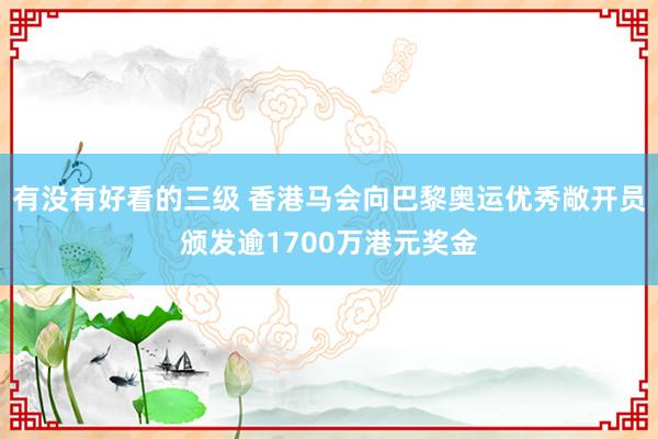 有没有好看的三级 香港马会向巴黎奥运优秀敞开员颁发逾1700万港元奖金