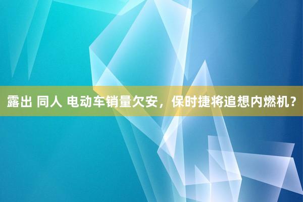 露出 同人 电动车销量欠安，保时捷将追想内燃机？