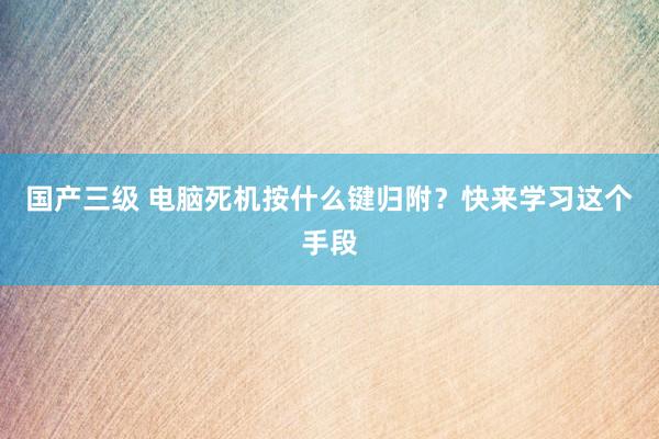 国产三级 电脑死机按什么键归附？快来学习这个手段