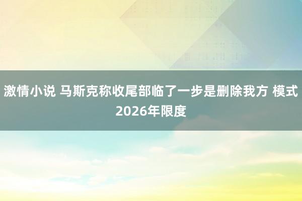 激情小说 马斯克称收尾部临了一步是删除我方 模式2026年限度