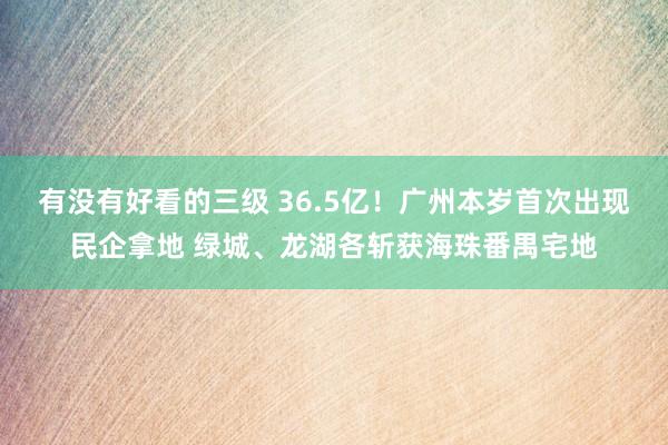 有没有好看的三级 36.5亿！广州本岁首次出现民企拿地 绿城、龙湖各斩获海珠番禺宅地