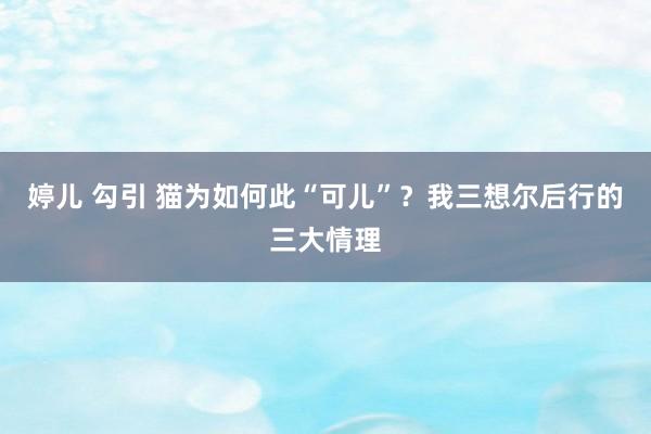 婷儿 勾引 猫为如何此“可儿”？我三想尔后行的三大情理