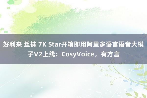 好利来 丝袜 7K Star开箱即用阿里多语言语音大模子V2上线：CosyVoice，有方言