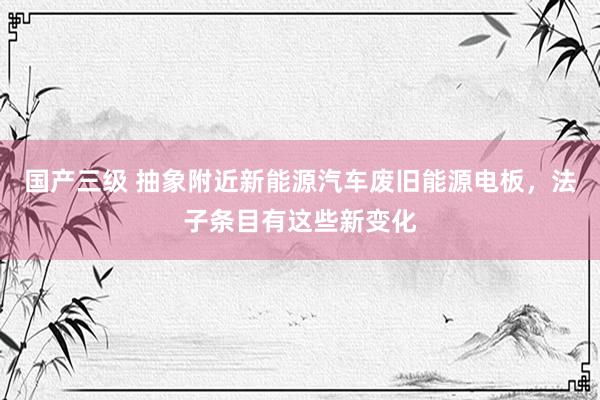 国产三级 抽象附近新能源汽车废旧能源电板，法子条目有这些新变