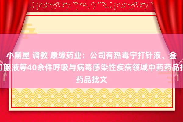 小黑屋 调教 康缘药业：公司有热毒宁打针液、金振口服液等40余件呼吸与病毒感染性疾病领域中药药品批文