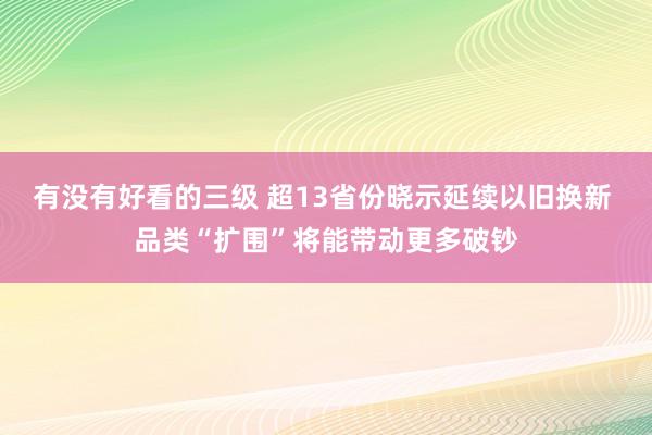 有没有好看的三级 超13省份晓示延续以旧换新 品类“扩围”将