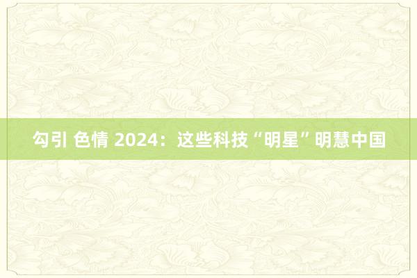 勾引 色情 2024：这些科技“明星”明慧中国