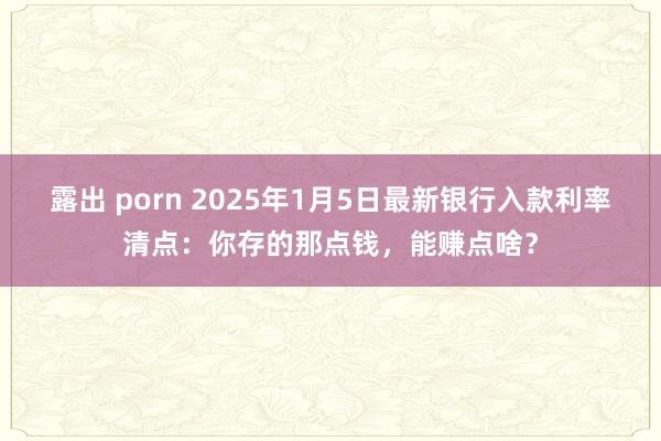 露出 porn 2025年1月5日最新银行入款利率清点：你存